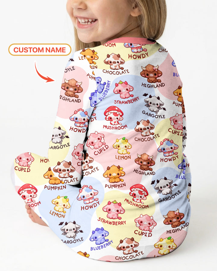 Kawaii Cow Bamboo Two Piece Long Sleeve Pajama Set
