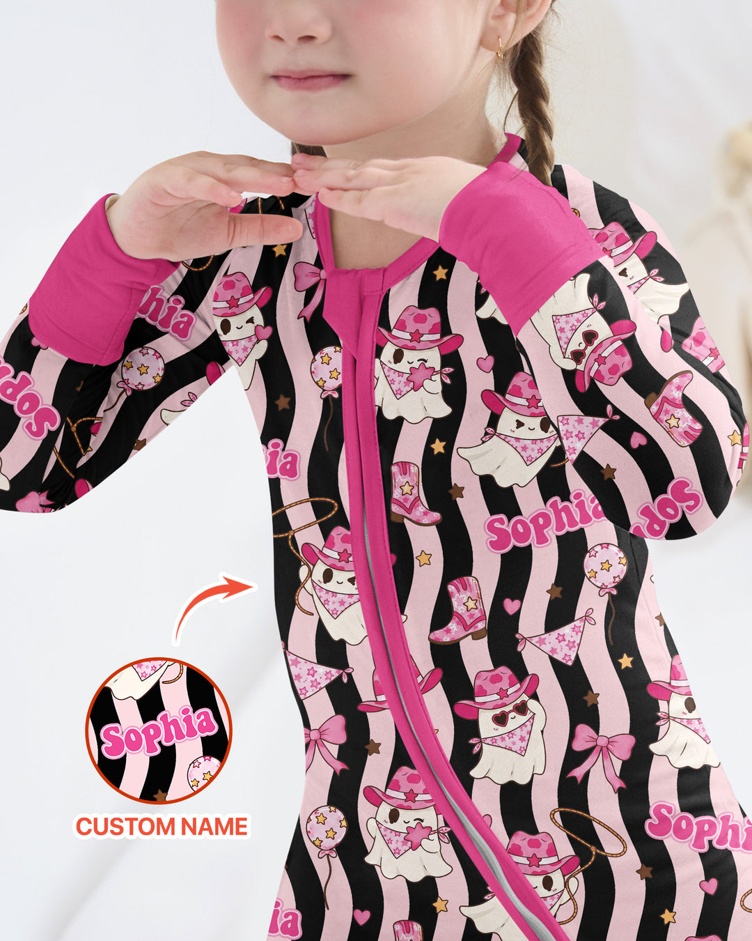 Pink Cowgirl Ghost Halloween Bamboo Convertible Zippy