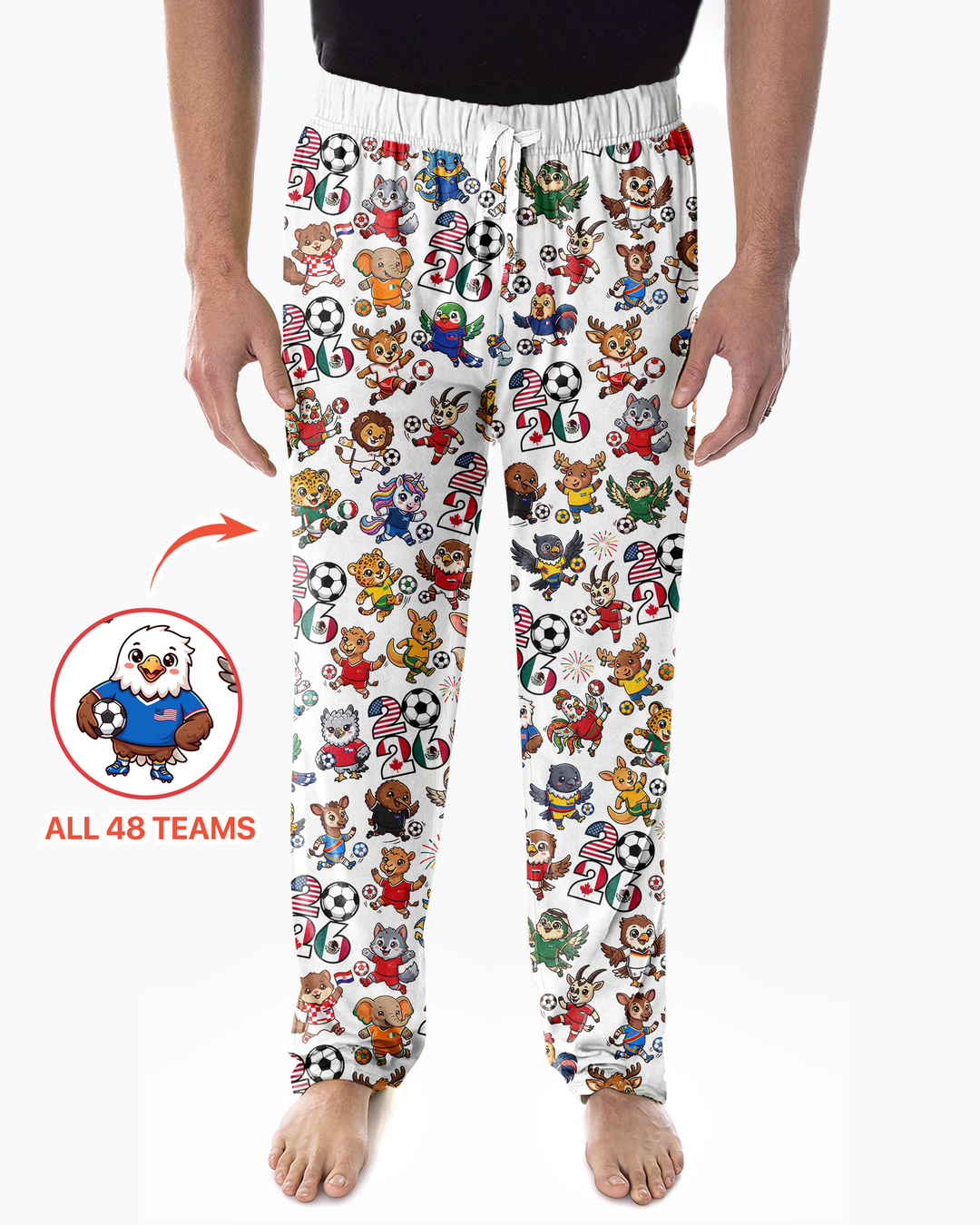 Kawaii Animals Soccer Tour 2026 Family Matching Bamboo Men's Pajama Set