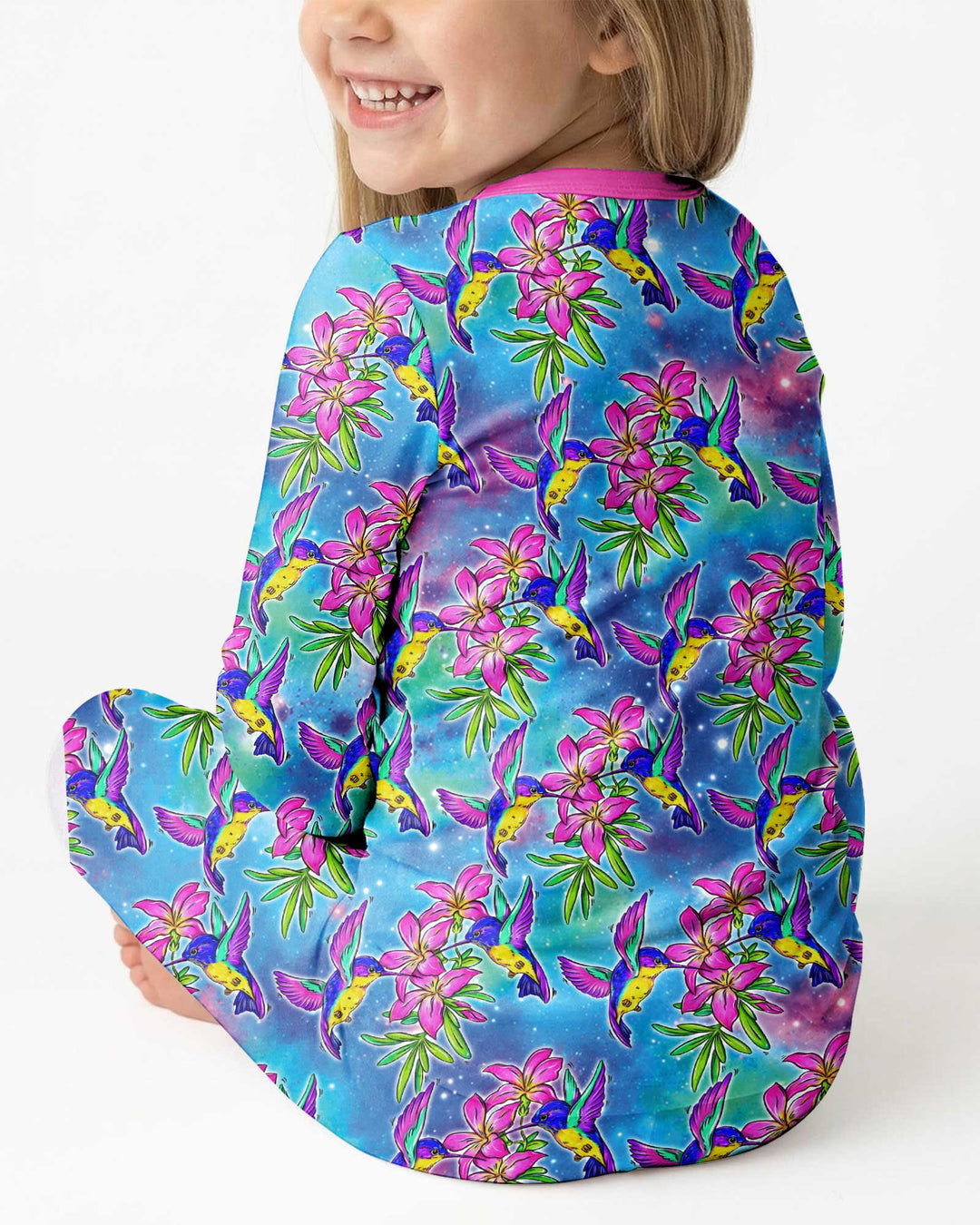 Floral Hummingbird Bamboo Two Piece Long Sleeve Pajama Set