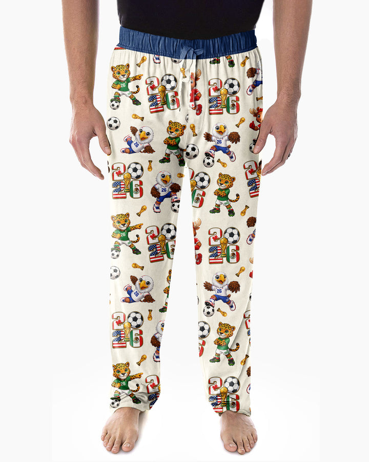 Cute Soccer Mascots USA CAN MEX Bamboo Men's Pajama Set