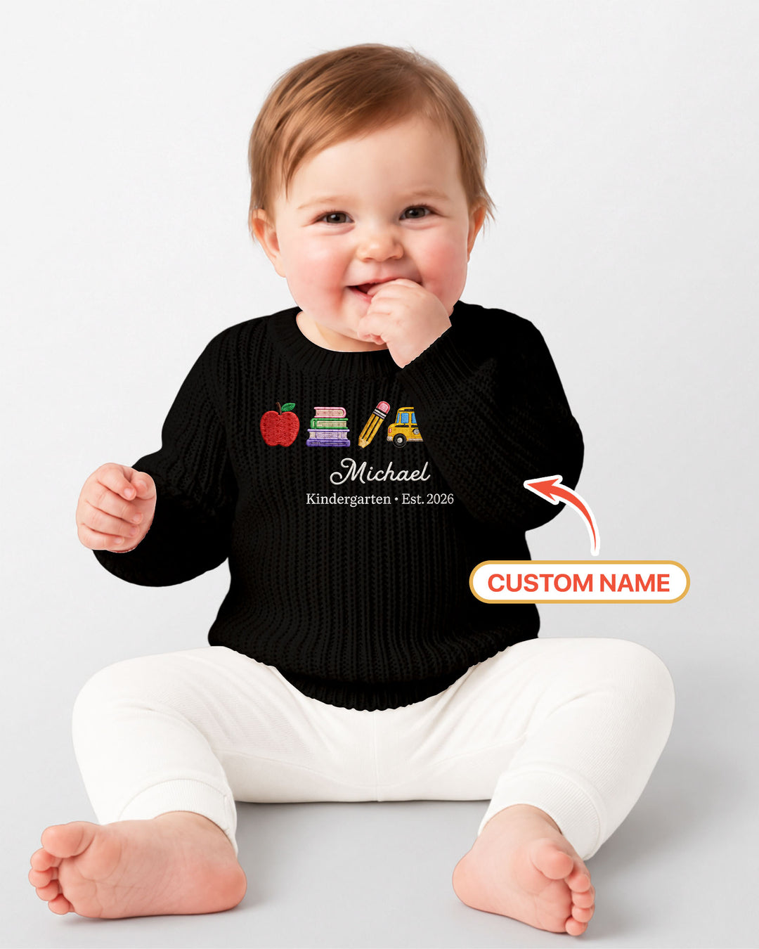 Little Apple Embroidered Baby Name Bamboo Knit Sweater Bubble