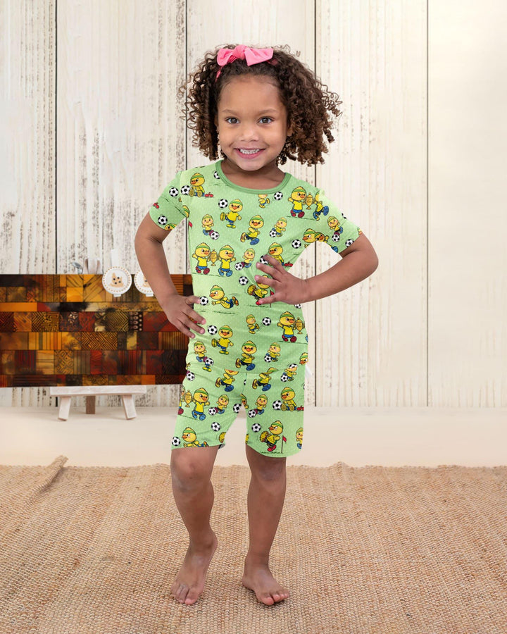 Brasil Soccer Fan Family Matching Bamboo Two Piece Short Sleeve Shorts Pajama Set