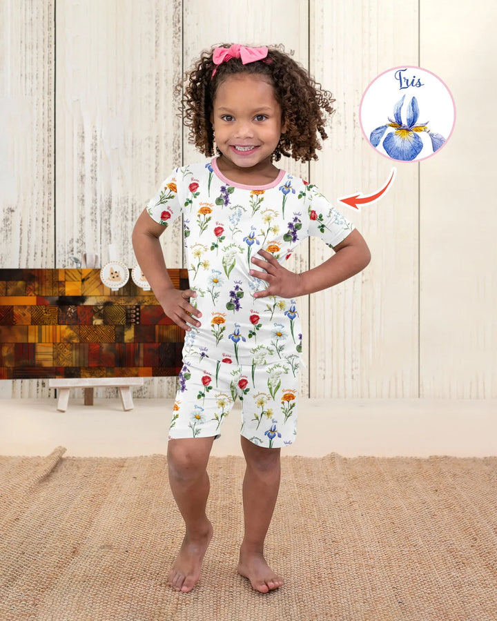 Marian Garden Bamboo Two Piece Short Sleeve Shorts Pajama Set