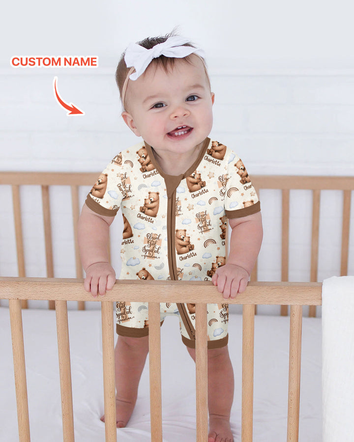 Custom Name Blessed By God Spoiled By Grandma Bamboo Shorty Zippy