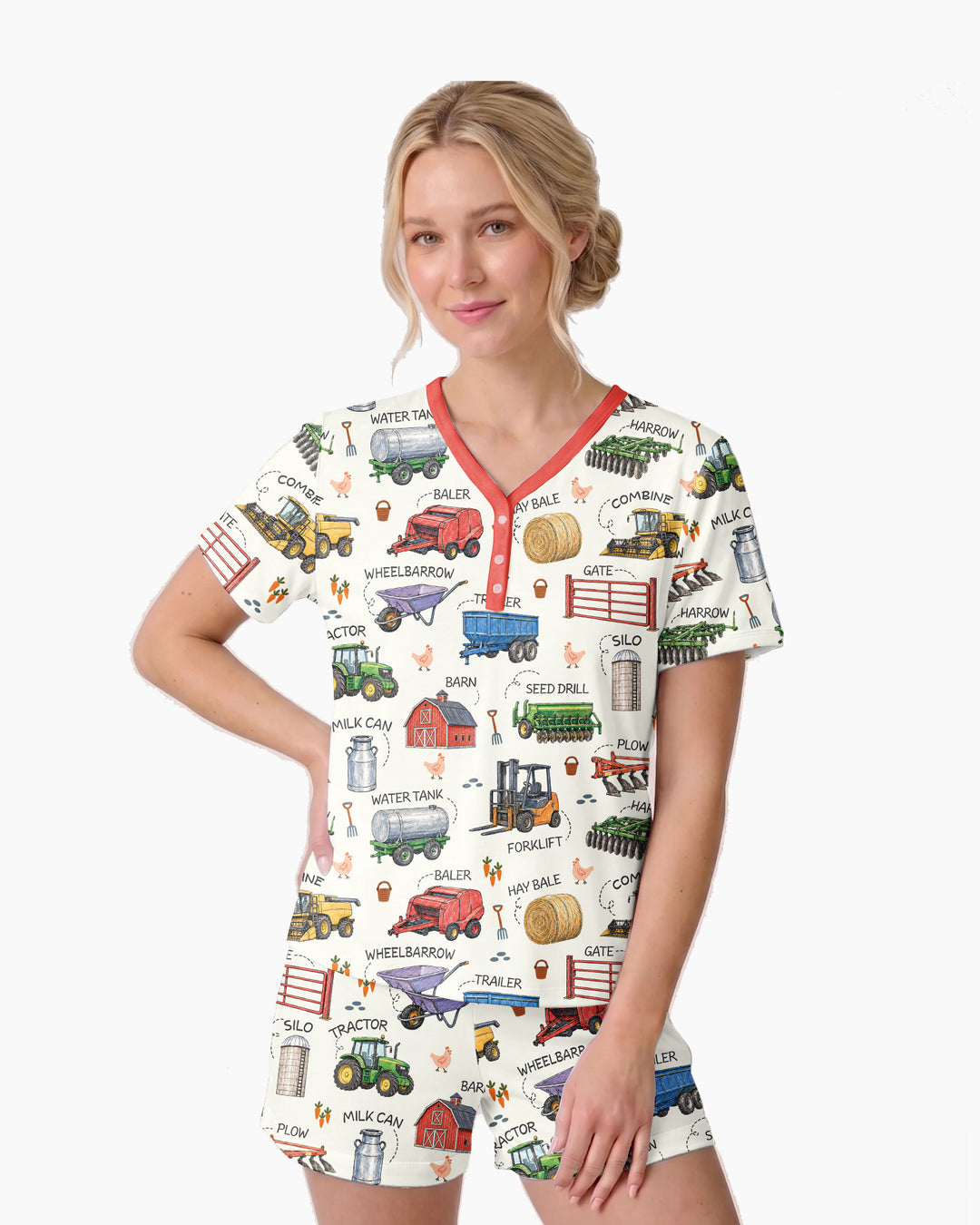Little Farmer Bamboo Women Short Sleeve Short Pajama Set