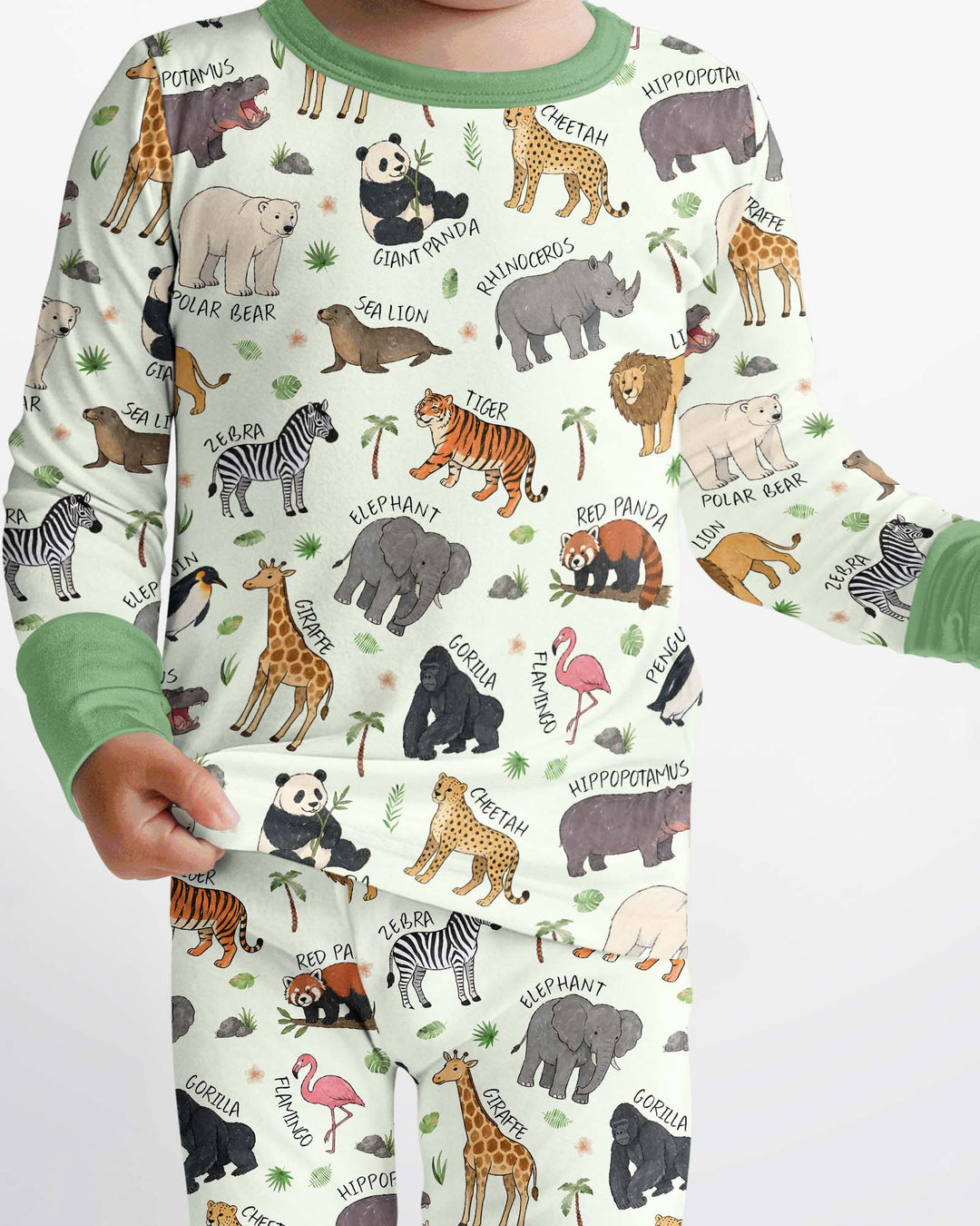 Safari Animals Bamboo Two Piece Long Sleeve Pajama Set