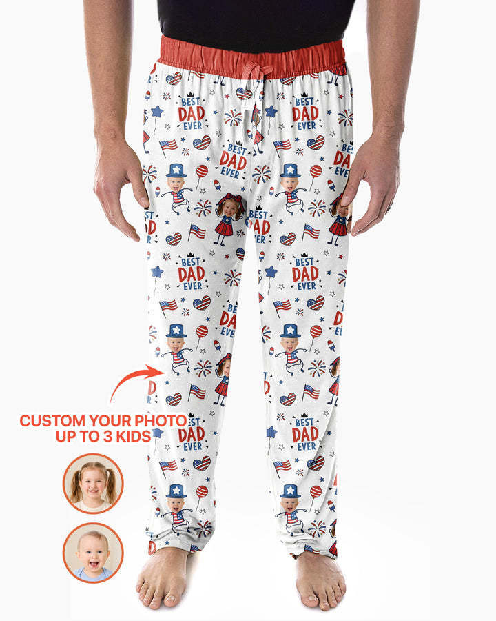 Custom Photo Best Patriotic Family Ever Bamboo Men's Pajama Set