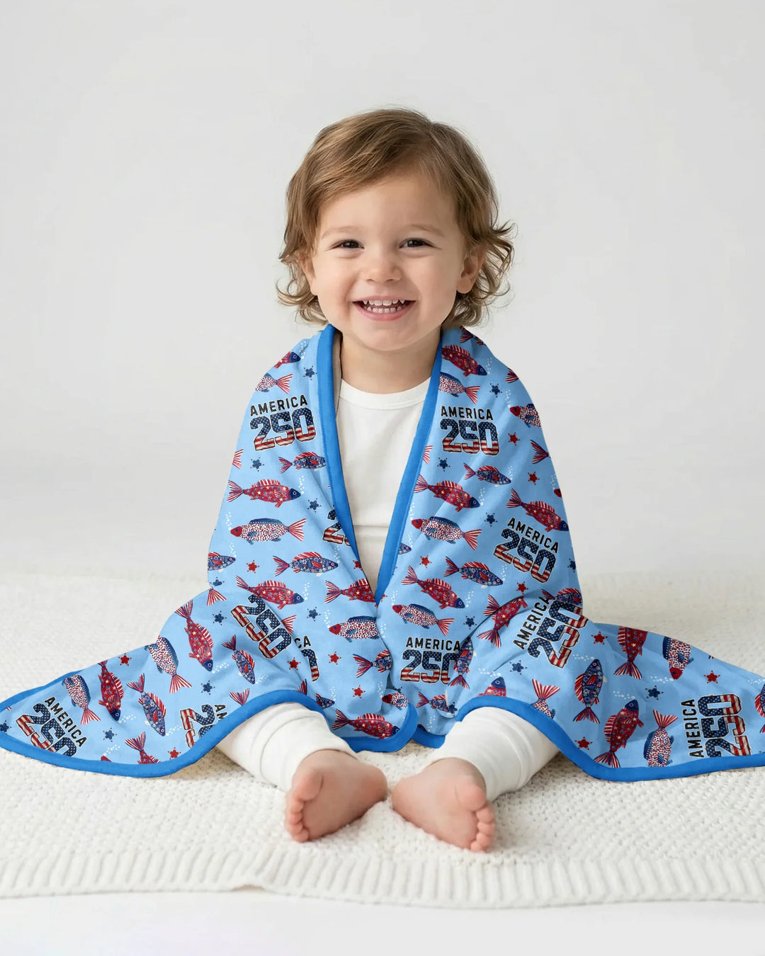 Stars and Stripes Fish Bamboo Blanket