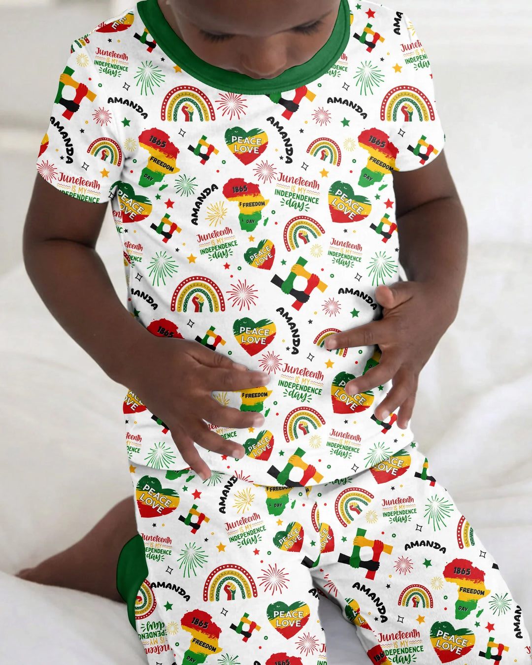 Custom Name Juneteenth Is My Independence Day Bamboo Two Piece Short Sleeve Pajama Set