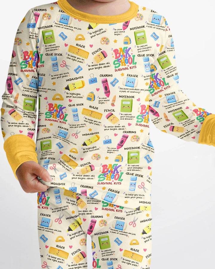 Back To School Survival Kit Bamboo Two Piece Long Sleeve Pajama Set