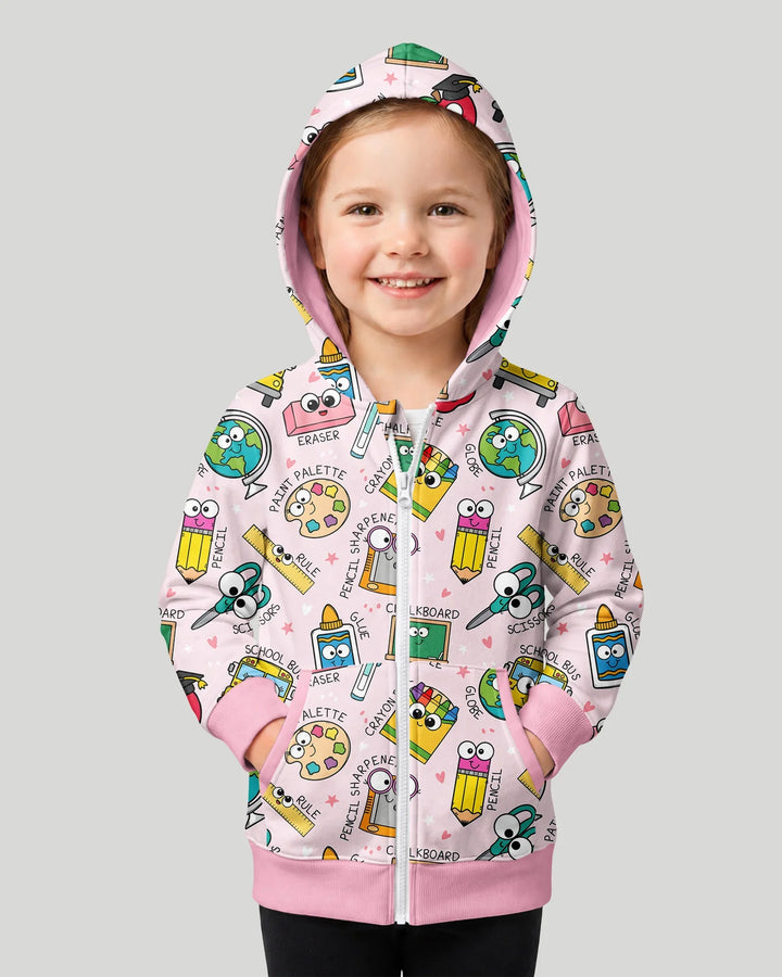 Kapuzenpullover aus Bambus mit hebräischem Alphabet und Reißverschluss