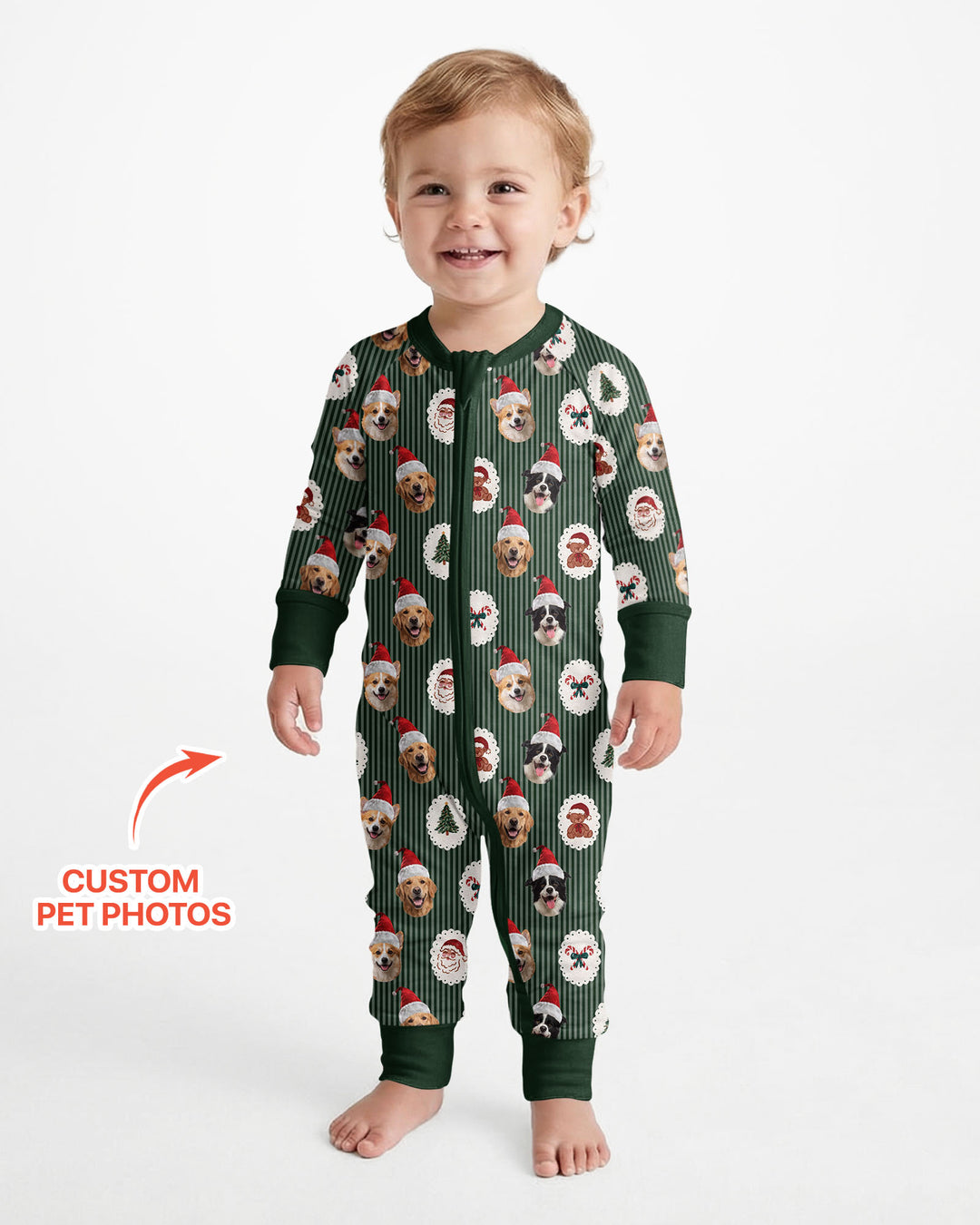 Custom Pet Face Christmas Cameo Bamboo Convertible Zippy