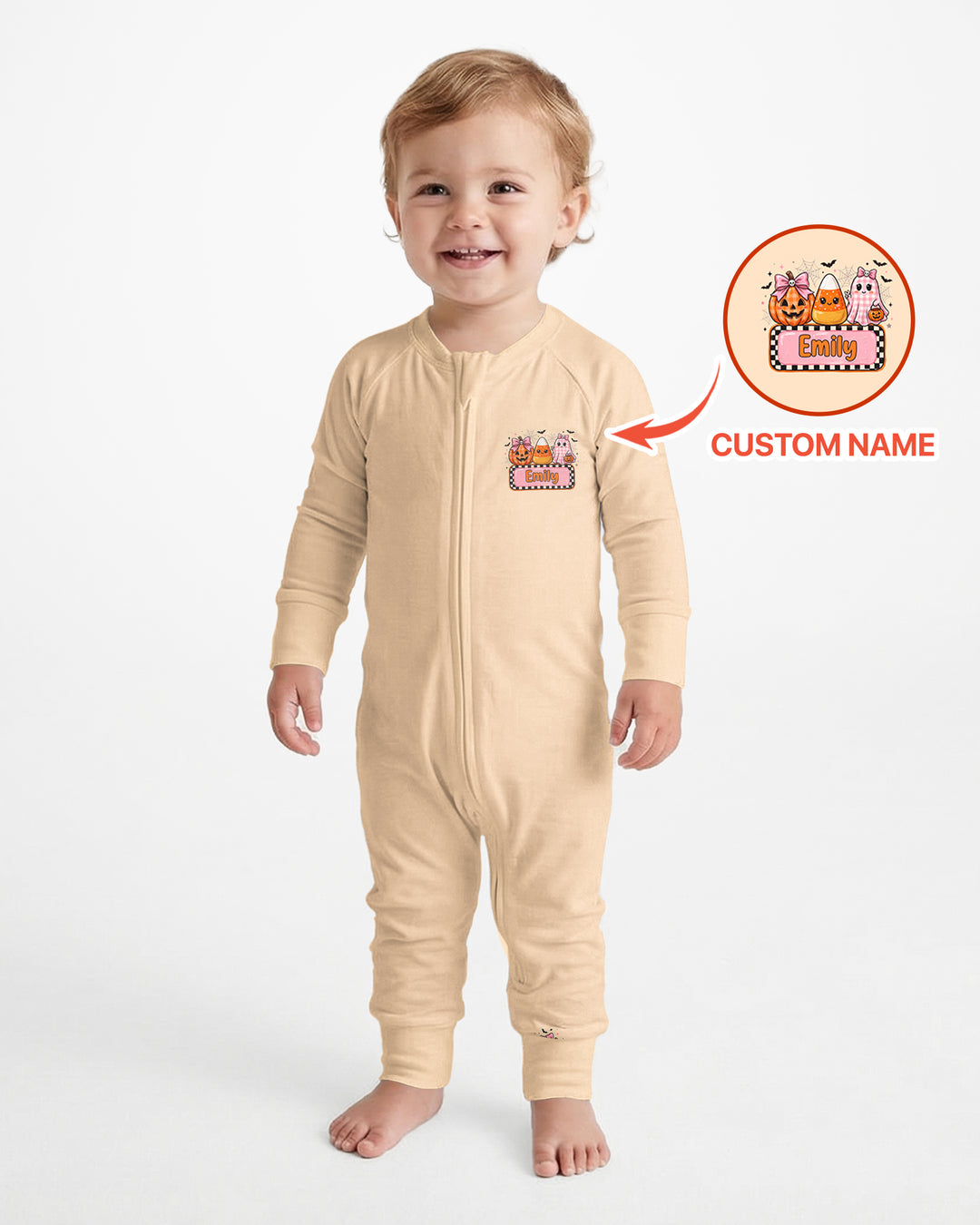 Personalized Spooky Baby Pink Halloween Bamboo Convertible Zippy