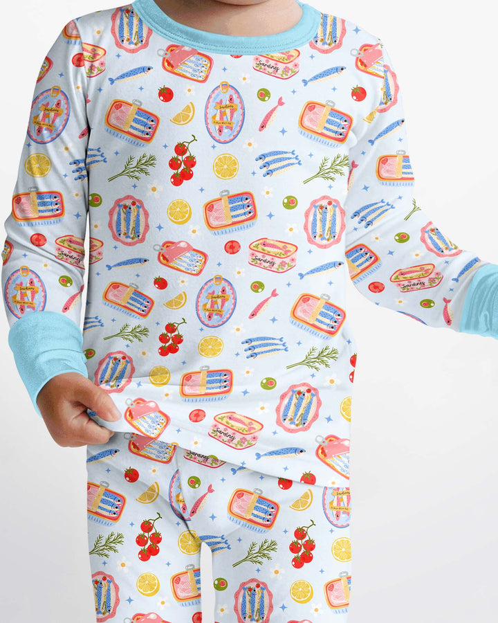 Preppy Sardines Bamboo Two Piece Long Sleeve Pajama Set