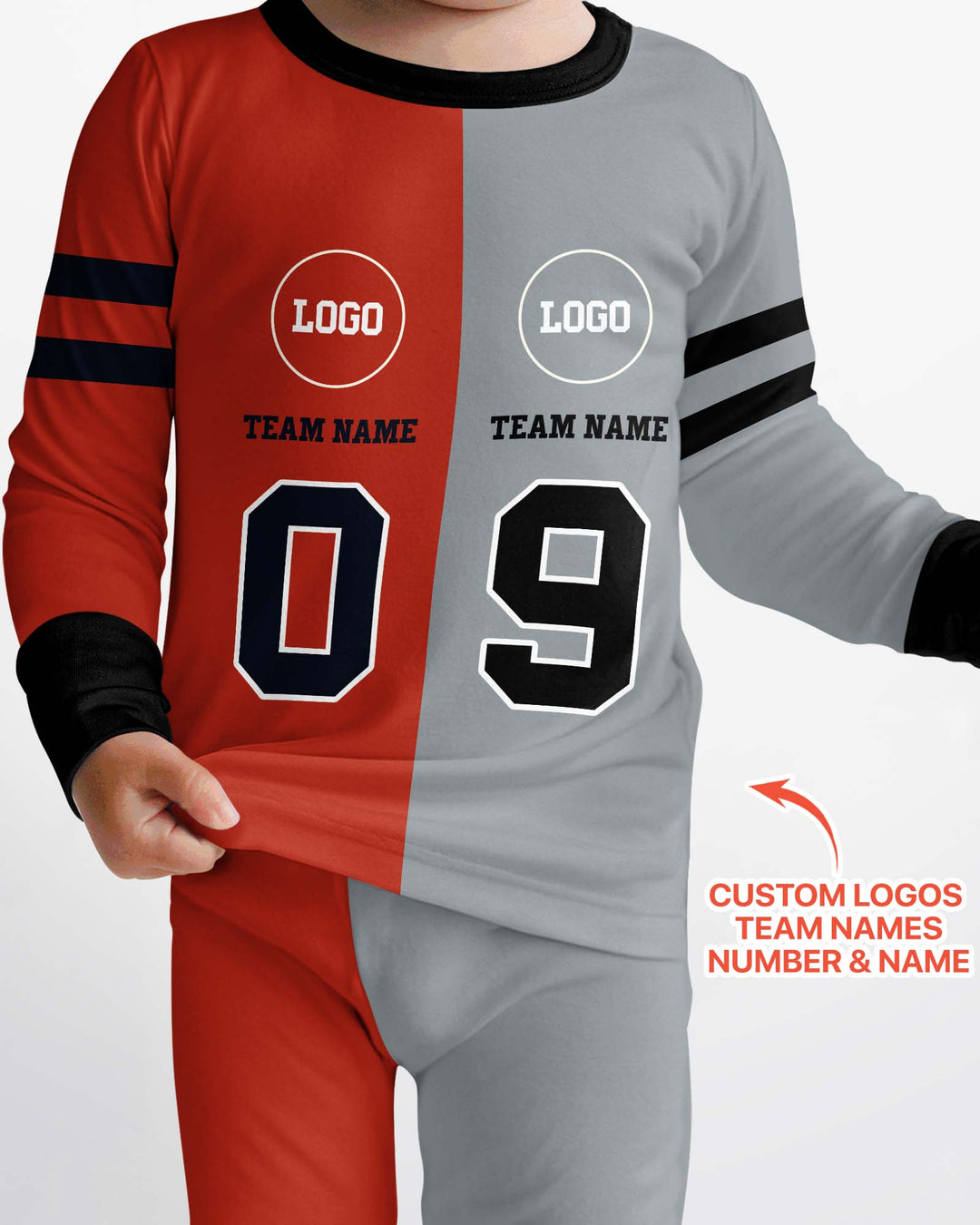 Football Rivalry Family Personalized Bamboo Two Piece Long Sleeve Pajama Set