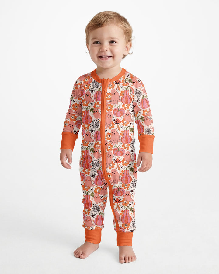 Pink Ghost Pumpkin Fall Floral Halloween Bamboo Convertible Zippy