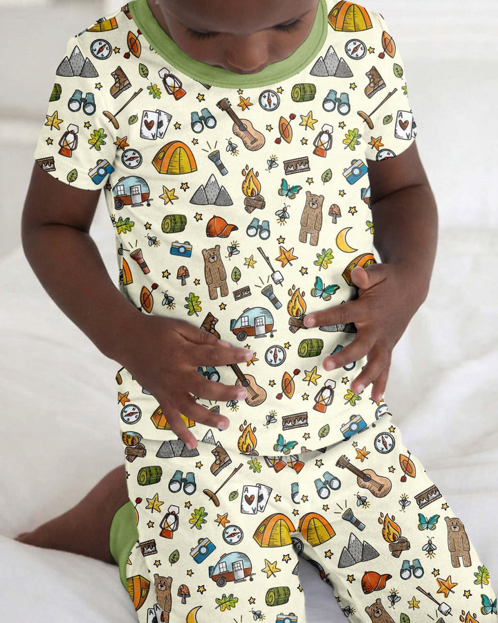 Love Camping Matching Family Bamboo Two Piece Short Sleeve Pajama Set