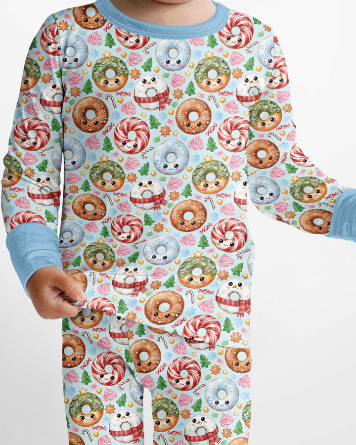 Kawaii Christmas Donuts Bamboo Two Piece Long Sleeve Pajama Set