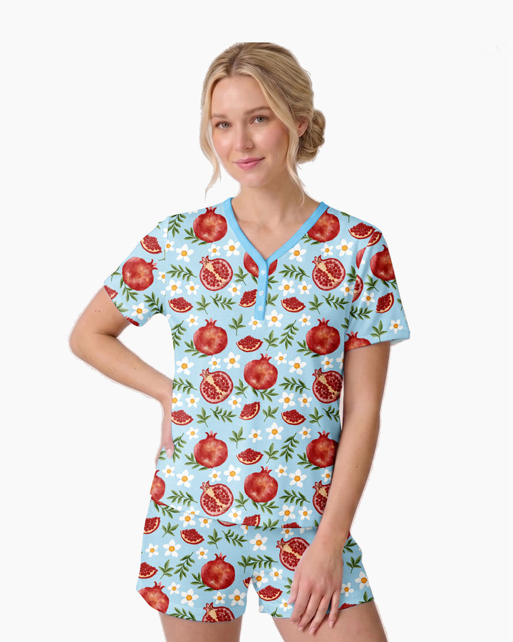 Pomegranate Garden Joy Family Matching Bamboo Women Short Sleeve Short Pajama Set