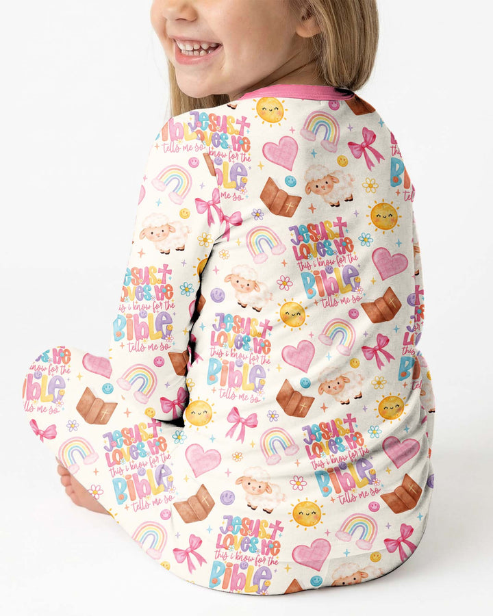 Jesus Loves Me This I Know Bamboo Two Piece Long Sleeve Pajama Set