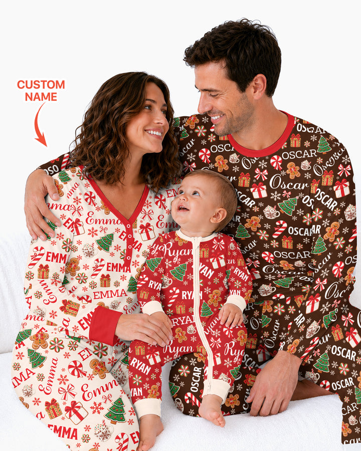 Merry Christmas Custom Name Bamboo Women Pajama Set