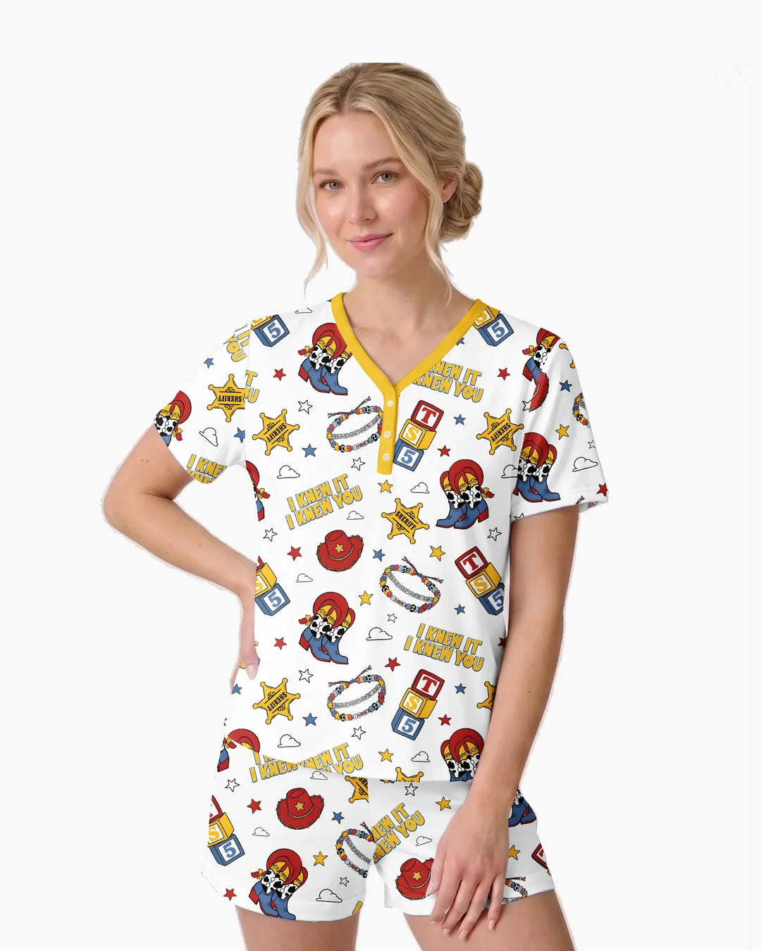Little Cowgirl Bamboo Women Short Sleeve Short Pajama Set