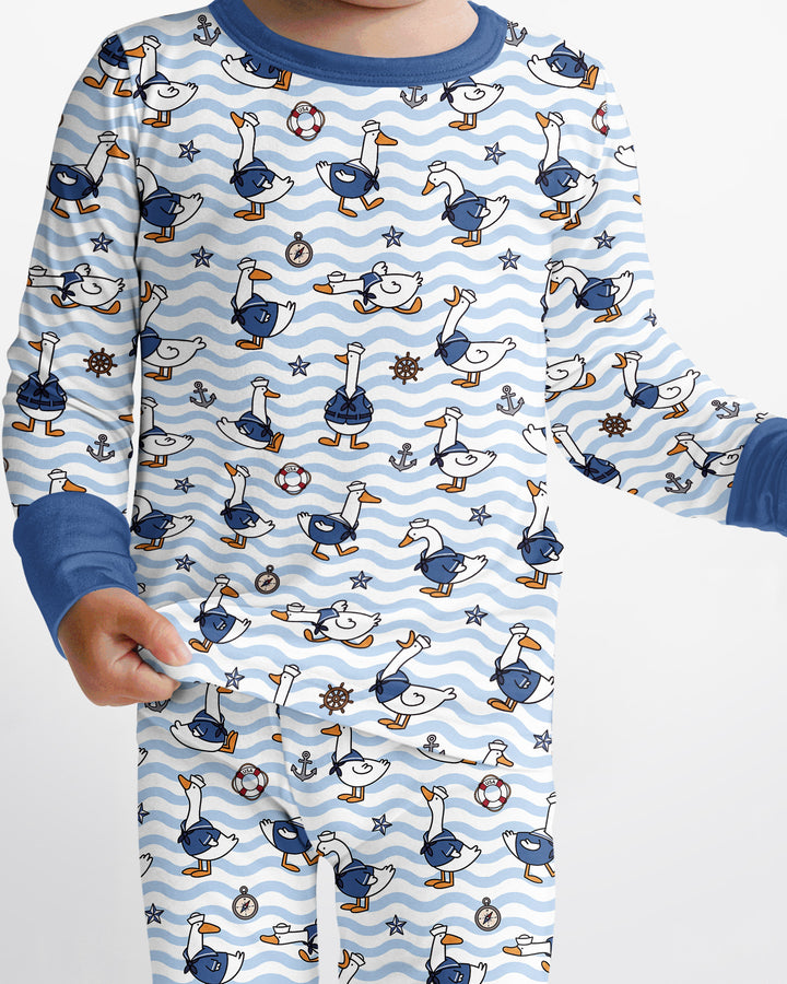 Silly Goose Sailor Bamboo Two Piece Long Sleeve Pajama Set