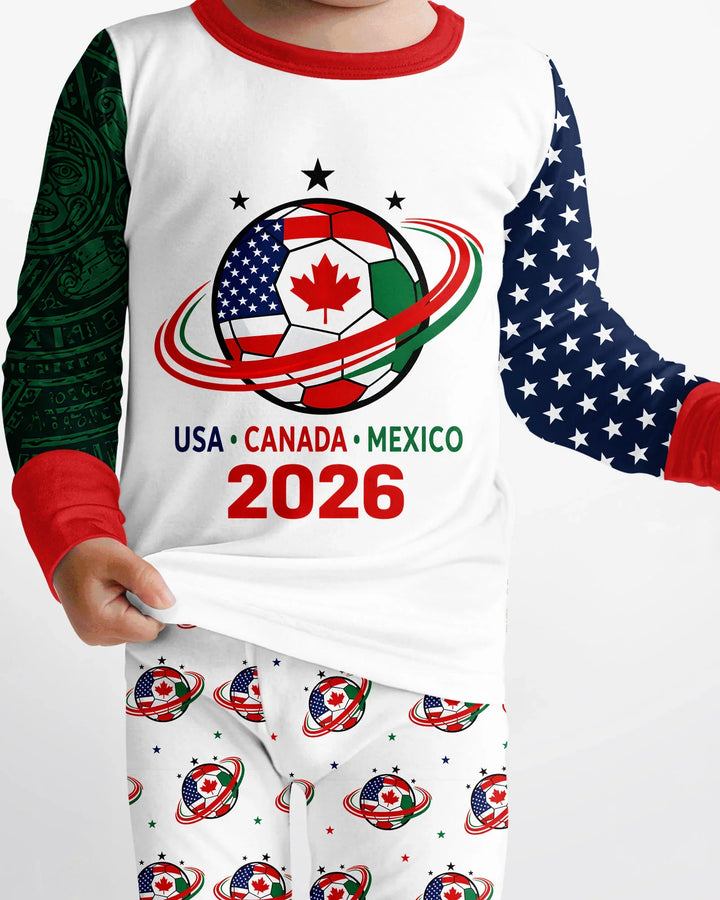 Soccer Cup USA Canada Mexico Bamboo Two Piece Long Sleeve Pajama Set