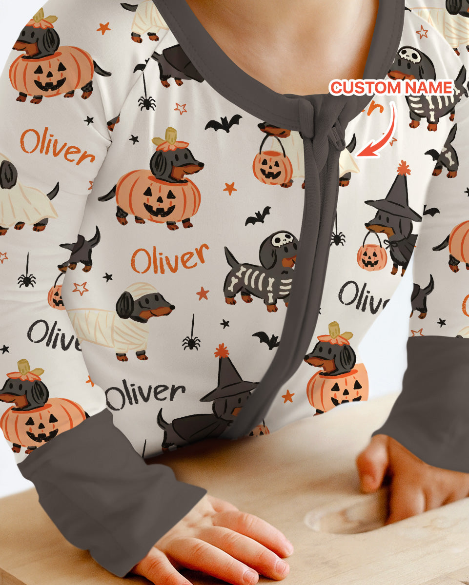 Orange and Black Dachshund Bamboo Convertible Zippy