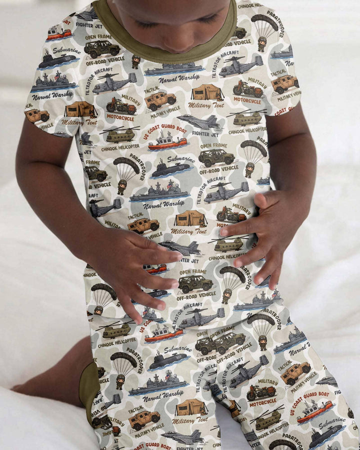Little Hero Military Family Matching Bamboo Two Piece Short Sleeve Pajama Set