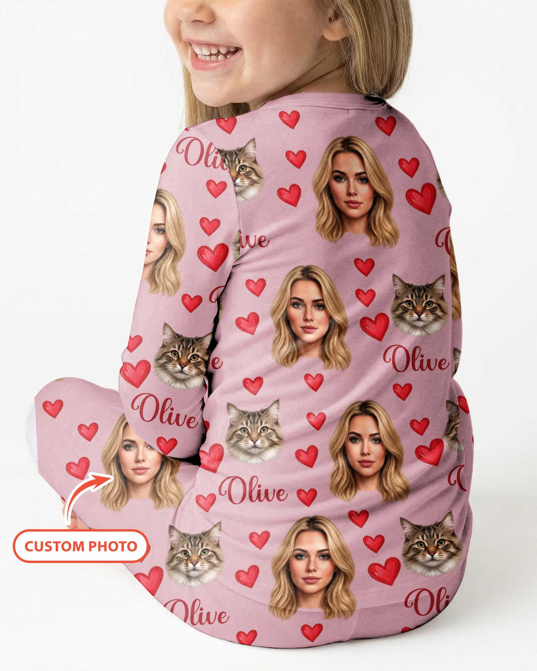 Custom Face Family Matching Bamboo Two Piece Long Sleeve Pajama Set