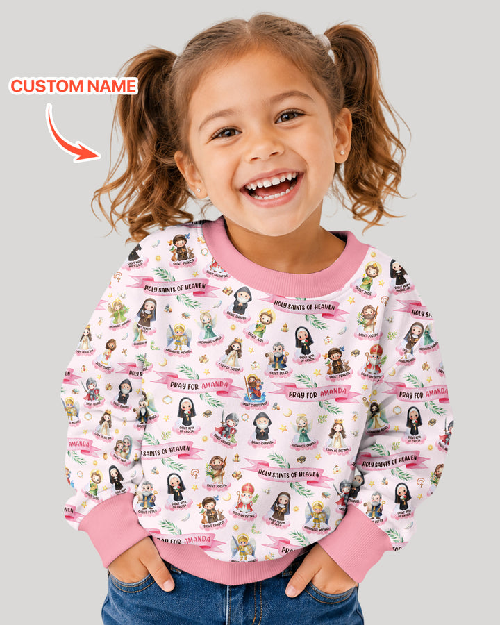 Sudadera de cuello redondo de bambú con nombre personalizado "Holy Saints of Heaven"
