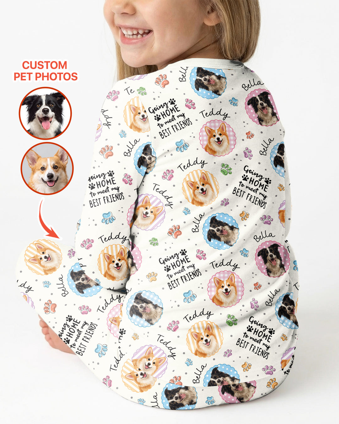 Custom Pet Photo My First Best Friend Bamboo Two Piece Long Sleeve Pajama Set