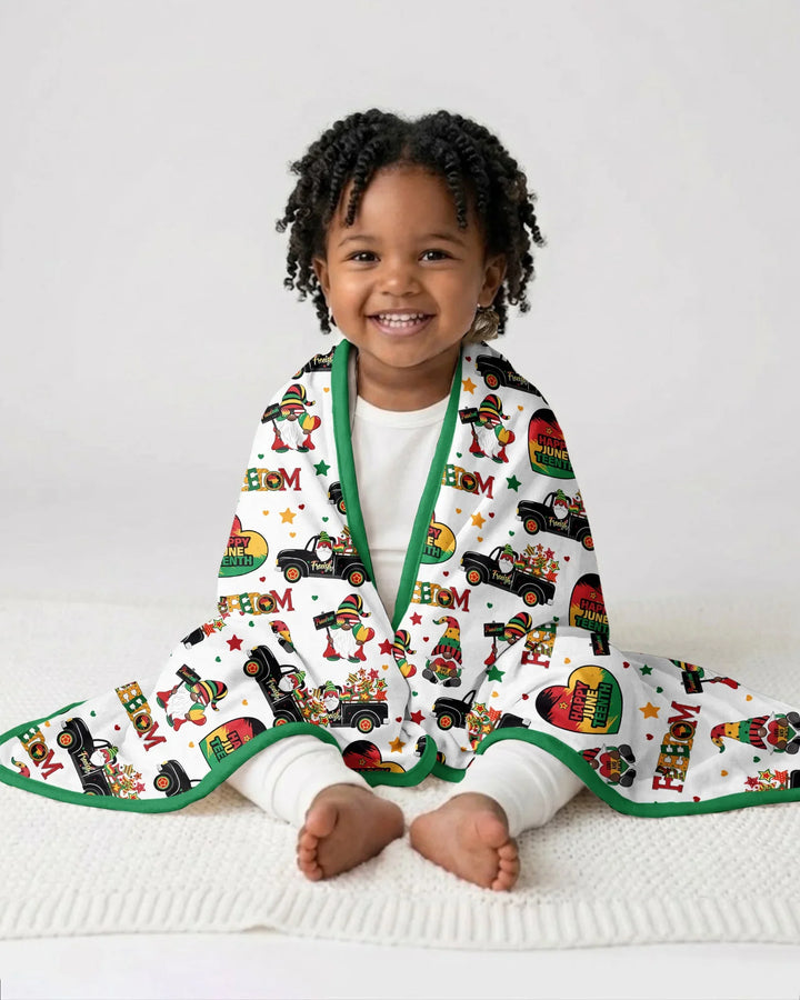 Gnome Happy Juneteenth Bamboo Blanket