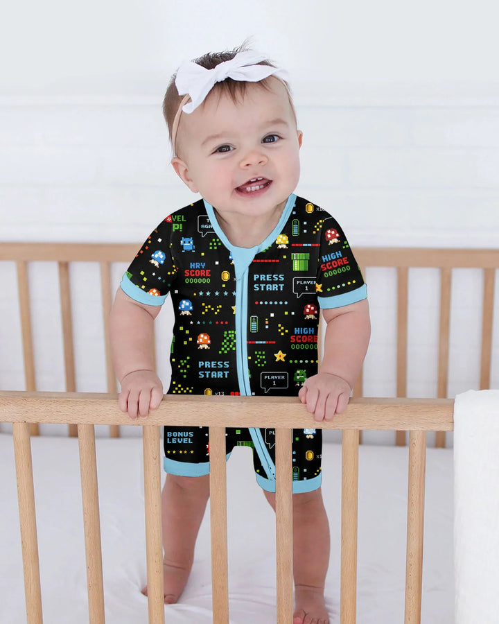 Pixel Game Lover Matching Bamboo Shorty Zippy