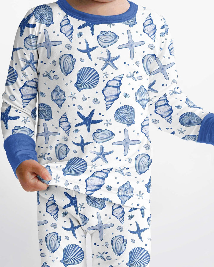 Conjunto de pijama de dos piezas de bambú de manga larga para toda la familia "Coastal Charm"