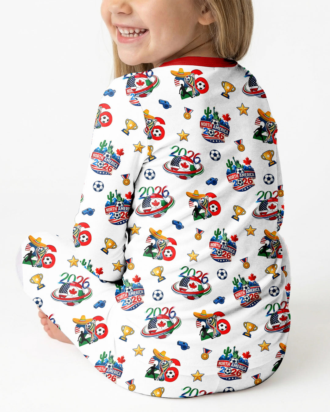 World Soccer North America 2026 Family Matching Bamboo Two Piece Long Sleeve Pajama Set