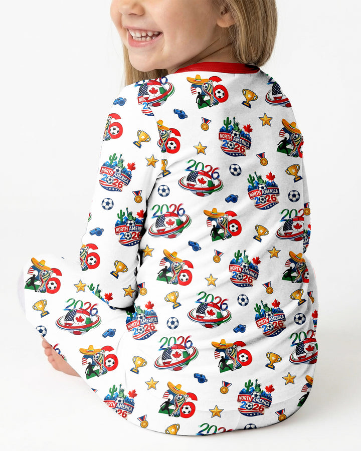 World Soccer North America 2026 Family Matching Bamboo Two Piece Long Sleeve Pajama Set