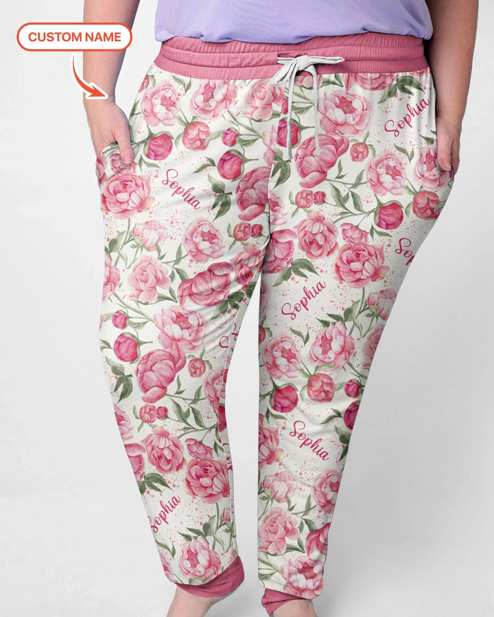 Benutzerdefinierter Name Geburtsmonatsblumen Bambus Damen Schlafanzug-Set
