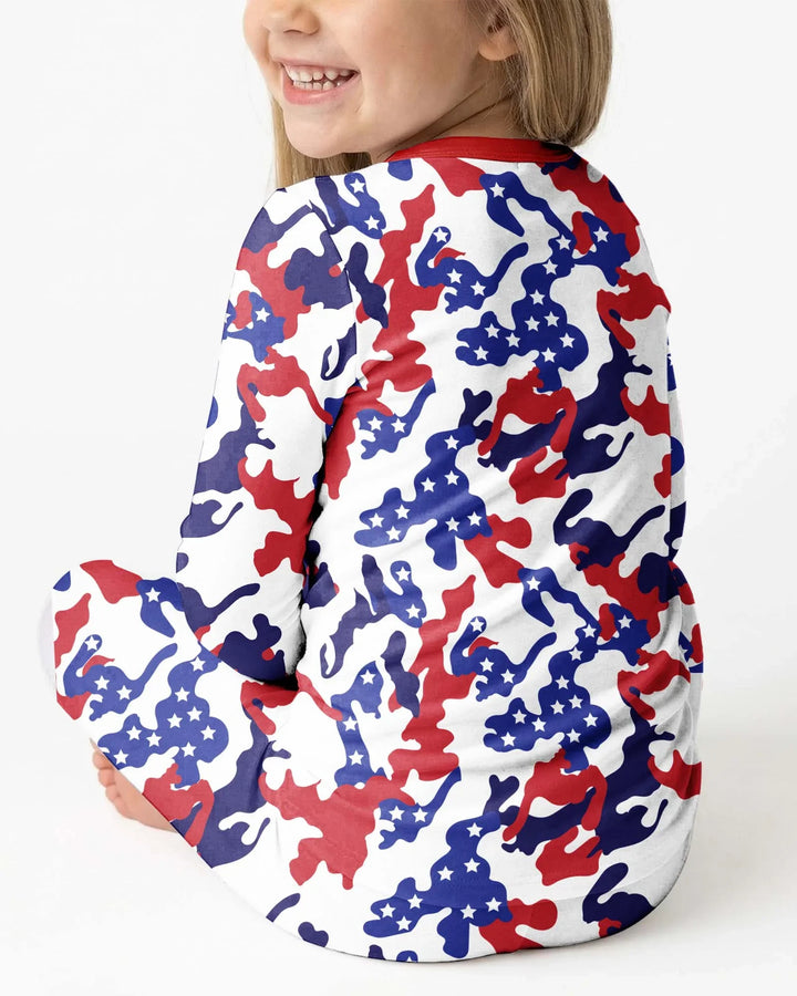 Patriot Camo Daddy & Me Matching Bamboo Two Piece Long Sleeve Pajama Set