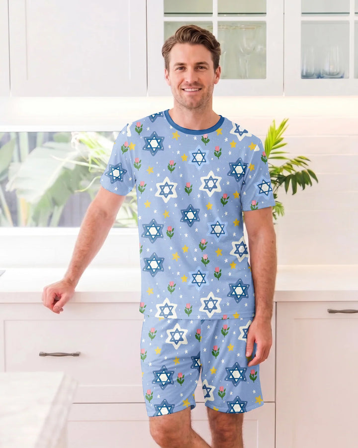 Starry Bloom Blessings Family Matching Bamboo Men Short Sleeve Short Pajama Set
