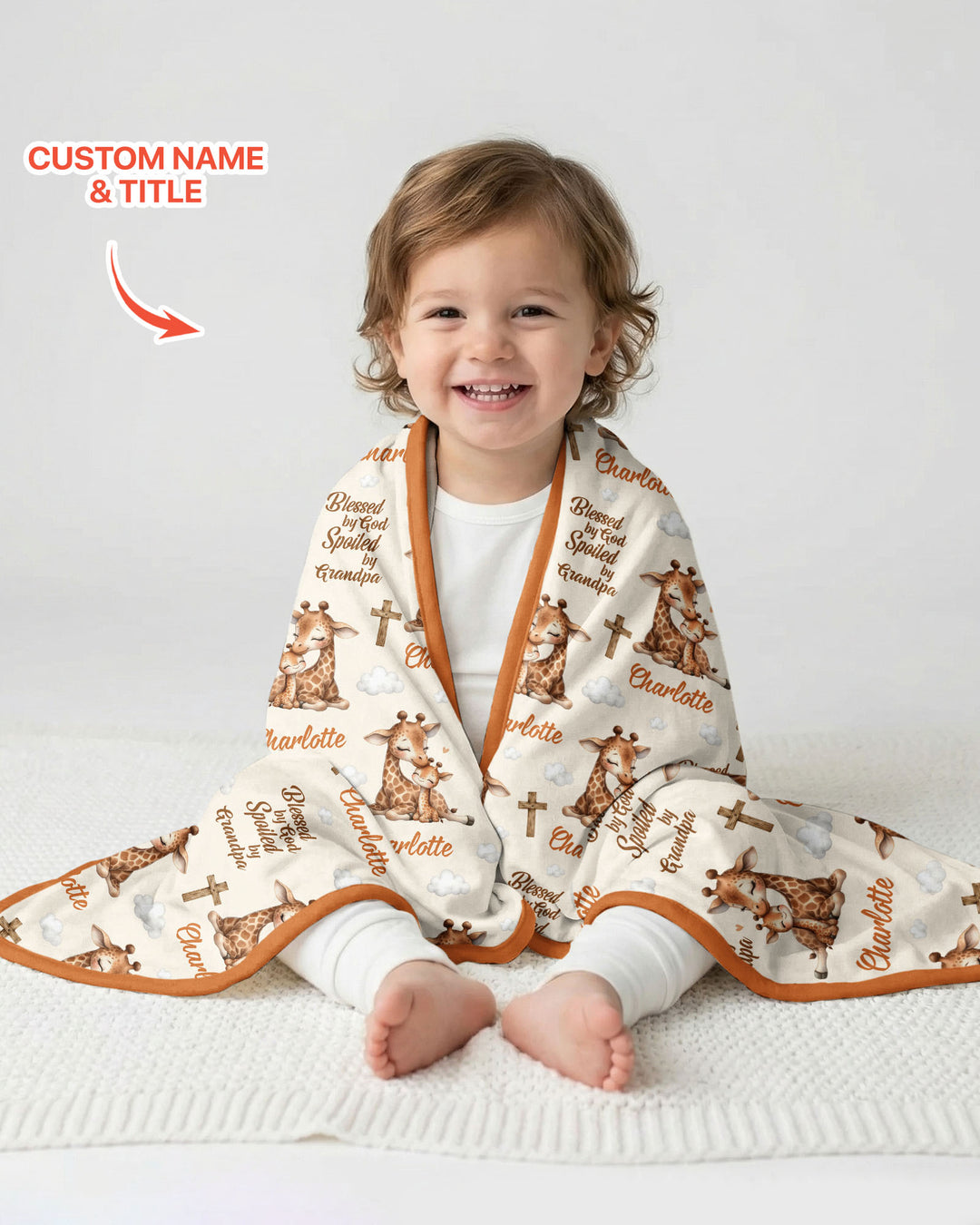Custom Name Blessed By God Spoiled By Grandma Bamboo Blanket
