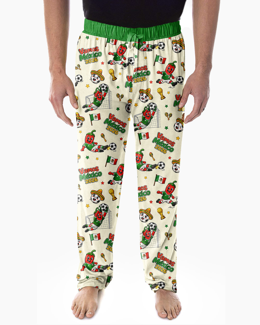 Cartoon World Soccer Vamos Mexico Family Matching Bamboo Men's Pajama Set