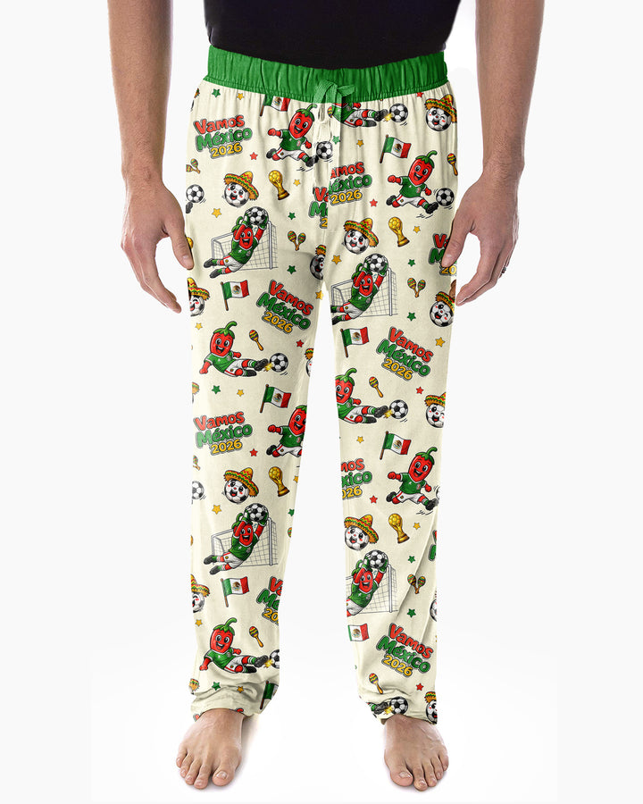 Cartoon World Soccer Vamos Mexico Family Matching Bamboo Men's Pajama Set