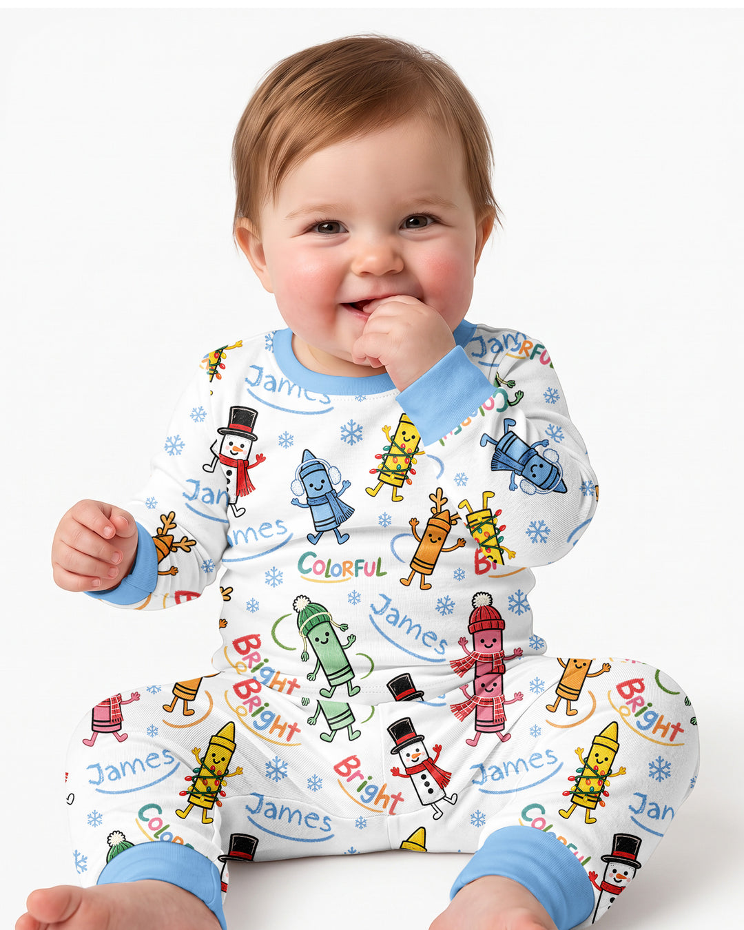 Custom Name Bright & Colorful Bamboo Two Piece Long Sleeve Pajama Set