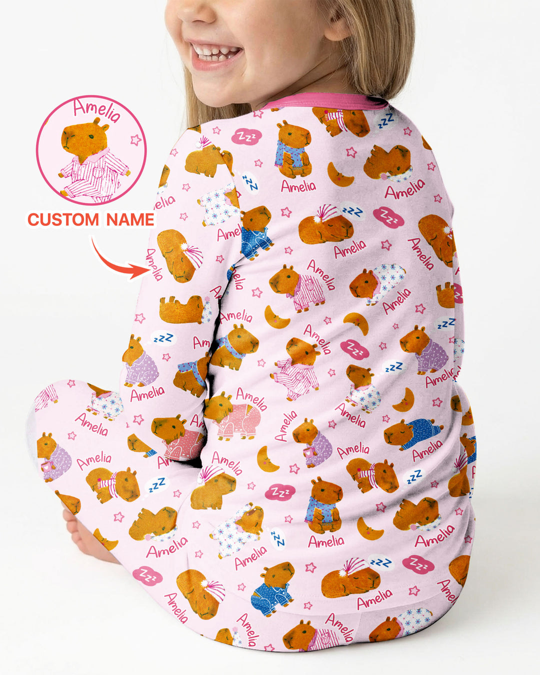 Cozy Capybara Dreams Bamboo Two Piece Long Sleeve Pajama Set