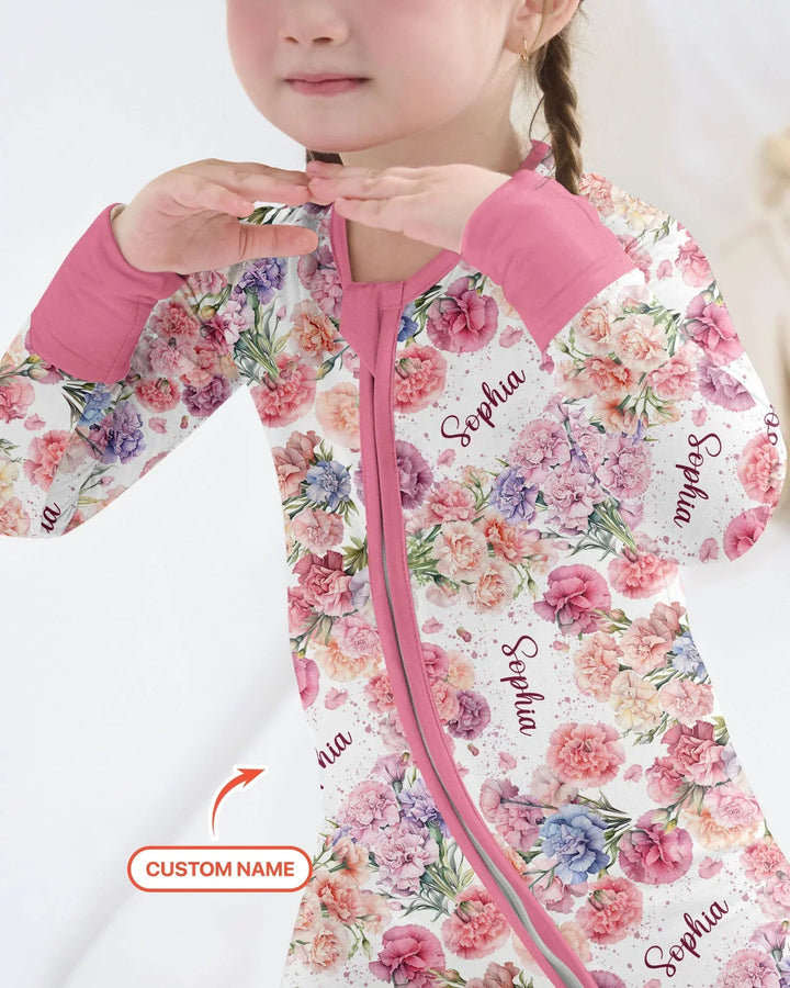 Bambú Convertible Zippy con Flores de Mes de Nacimiento y Nombre Personalizado