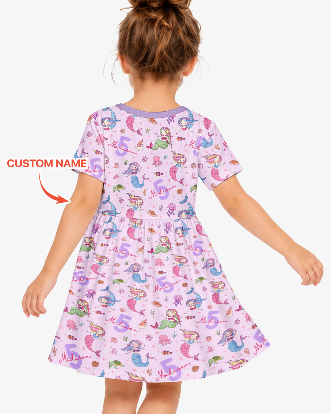 Custom Name Birthday Mermaid Bamboo Twirl Dress