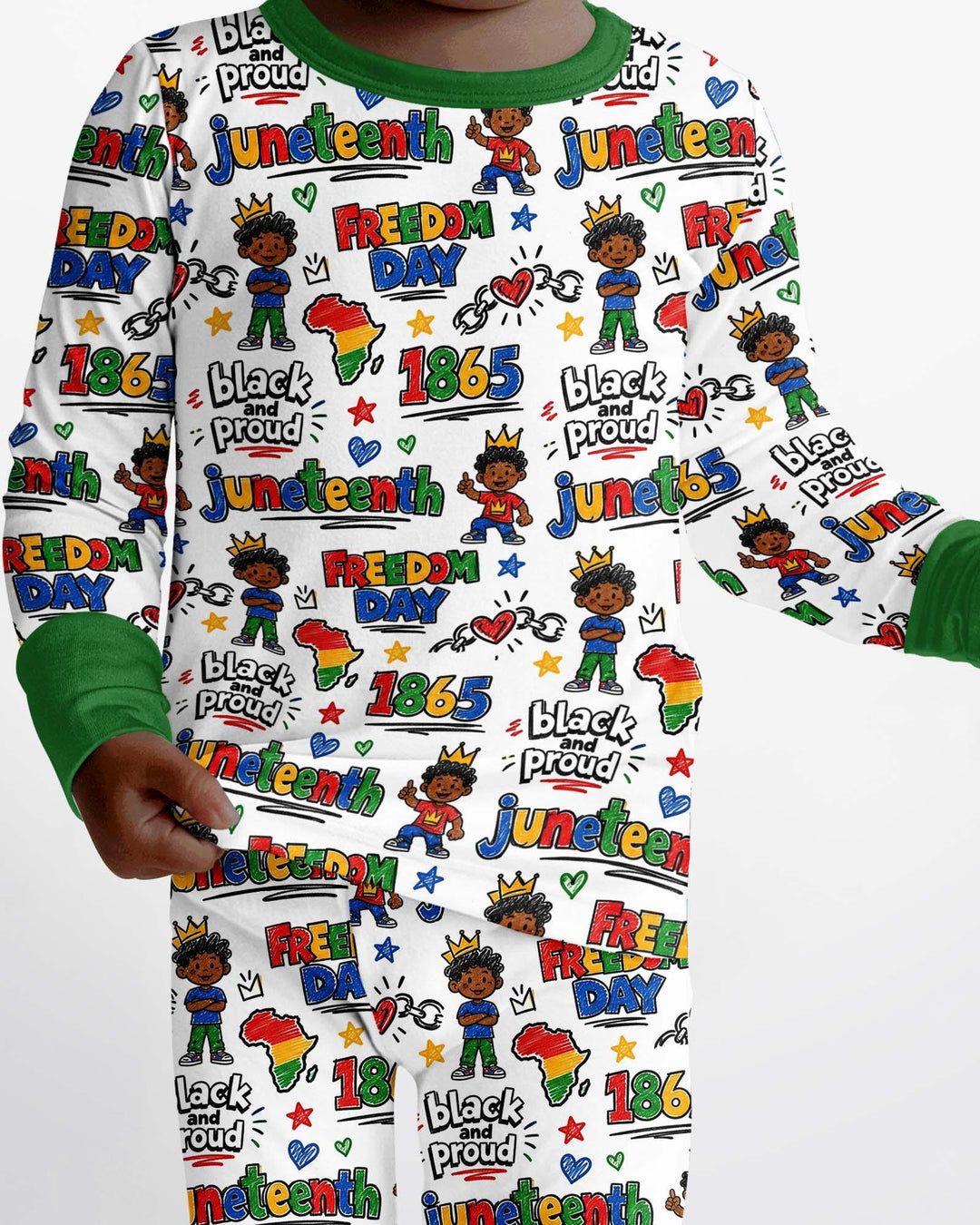 Juneteenth Black and Proud Bamboo Two Piece Long Sleeve Pajama Set